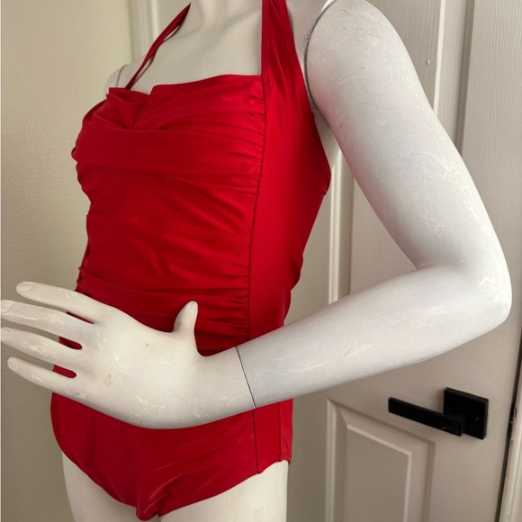 Smismivo Women's Size M Halter Slimming VintageRetroRuched Pushup 1pc Swimsuit. - Picture 6 of 11